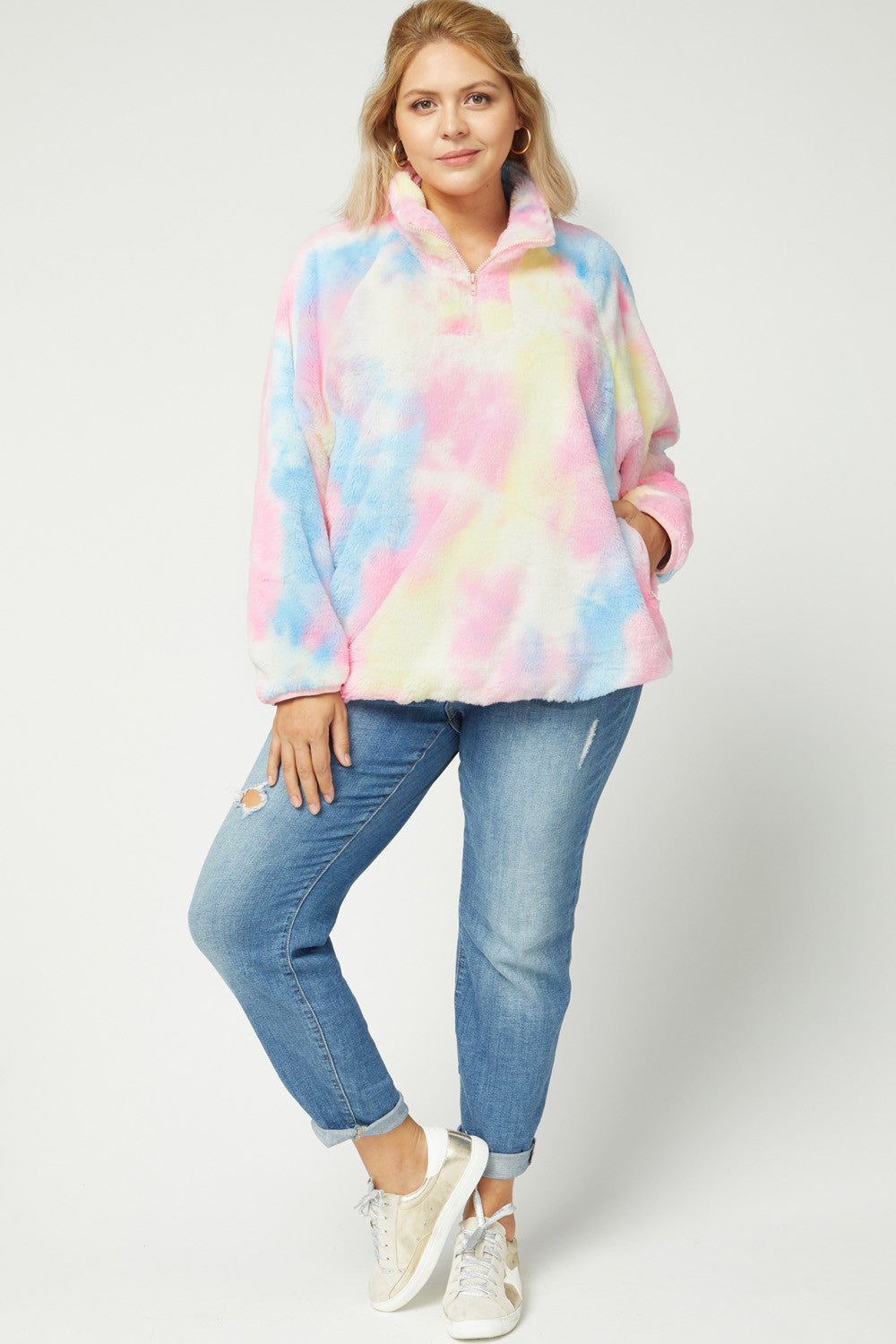 Entro Cotton Candy Plus Pullover-Curvy/Plus Tops-Entro-Deja Nu Boutique, Women's Fashion Boutique in Lampasas, Texas