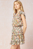 Entro Floral Smocked Tiered Dress-Short Dresses-Entro-Deja Nu Boutique, Women's Fashion Boutique in Lampasas, Texas