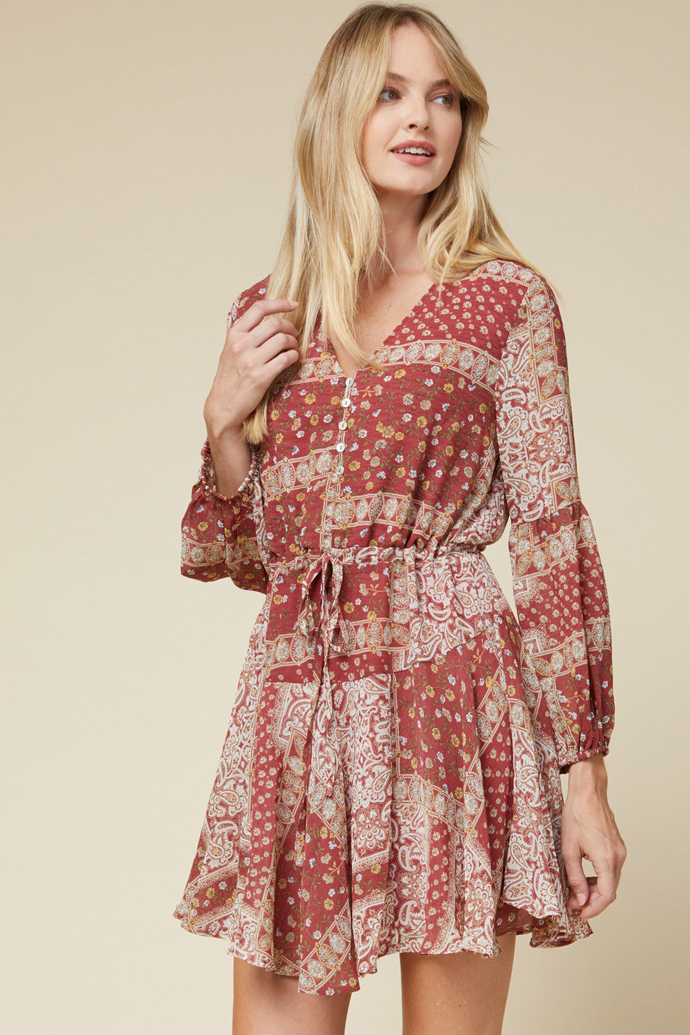 Entro Paisley Print Dress-Dresses-Entro-Deja Nu Boutique, Women's Fashion Boutique in Lampasas, Texas