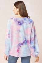 Entro Pink/Blue Tie Dye Long Sleeve Top-Sleepwear-Entro-Deja Nu Boutique, Women's Fashion Boutique in Lampasas, Texas