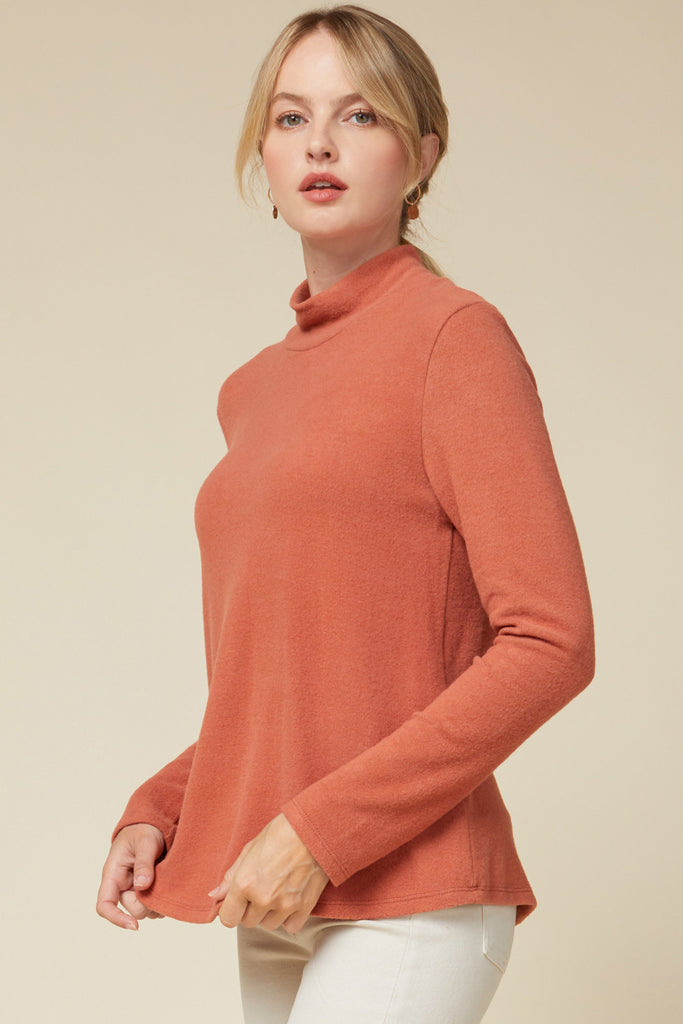 Entro Rust Mock Neck Sweater-Sweaters-Entro-Deja Nu Boutique, Women's Fashion Boutique in Lampasas, Texas