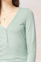 Entro Sage Long Sleeve V-Neck Top-Long Sleeves-Entro-Deja Nu Boutique, Women's Fashion Boutique in Lampasas, Texas