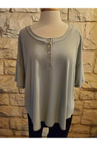 Entro Sage Short Sleeve Top w/Button Detail-Short Sleeves-Entro-Deja Nu Boutique, Women's Fashion Boutique in Lampasas, Texas