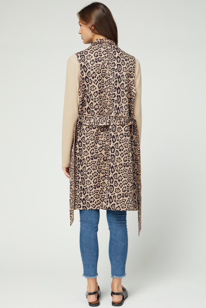 Entro Taupe Leopard Faux Suede Vest-Vest-Entro-Deja Nu Boutique, Women's Fashion Boutique in Lampasas, Texas