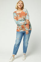 Entro Tie Dye Sweater- Plus-Curvy/Plus Tops-Entro-Deja Nu Boutique, Women's Fashion Boutique in Lampasas, Texas