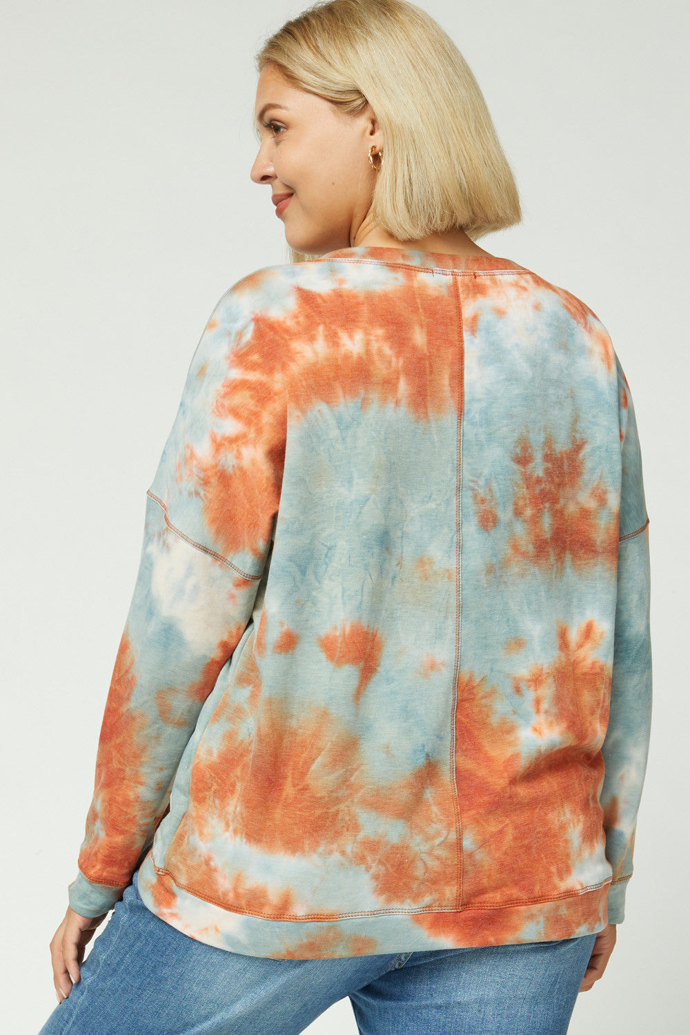 Entro Tie Dye Sweater- Plus-Curvy/Plus Tops-Entro-Deja Nu Boutique, Women's Fashion Boutique in Lampasas, Texas