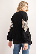 FSL Apparel Black Leopard Sequin Top-Tops-FSL Apparel-Deja Nu Boutique, Women's Fashion Boutique in Lampasas, Texas