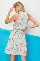 FSL Apparel Blue Floral Halter Neck Sleeveless Dress-Short Dresses-FSL Apparel-Deja Nu Boutique, Women's Fashion Boutique in Lampasas, Texas