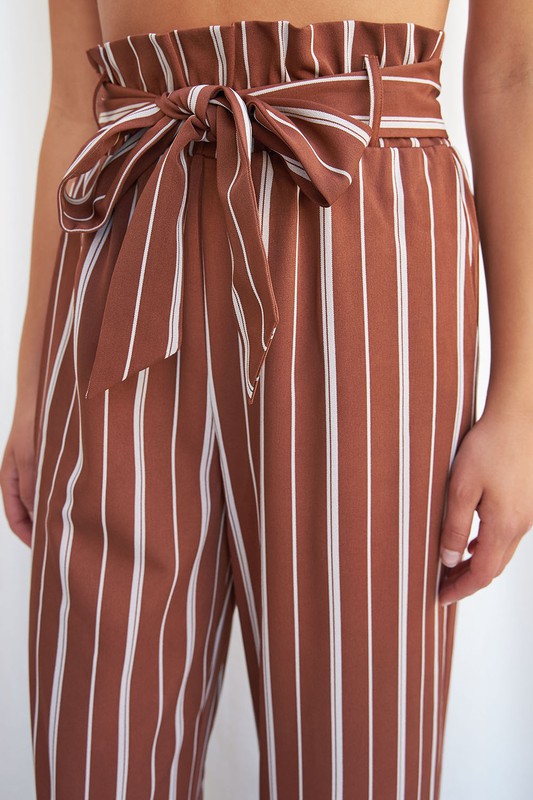 FSL Apparel Brown Striped Pants-Bottoms-FSL Apparel-Deja Nu Boutique, Women's Fashion Boutique in Lampasas, Texas