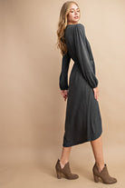 FSL Apparel Charcoal Long Sleeve Dress-Dresses-FSL Apparel-Deja Nu Boutique, Women's Fashion Boutique in Lampasas, Texas