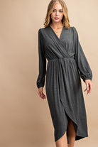 FSL Apparel Charcoal Long Sleeve Dress-Dresses-FSL Apparel-Deja Nu Boutique, Women's Fashion Boutique in Lampasas, Texas