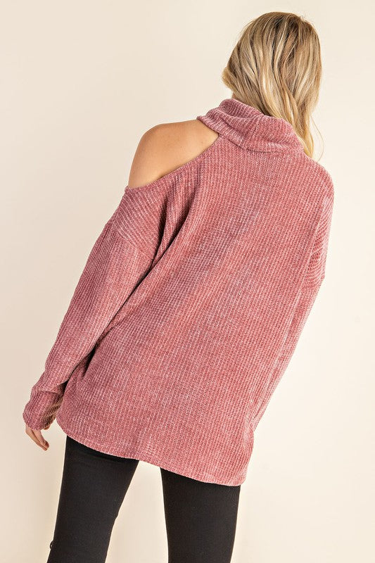 FSL Apparel Cold Shoulder Turtleneck Sweater-Sweaters-FSL Apparel-Deja Nu Boutique, Women's Fashion Boutique in Lampasas, Texas