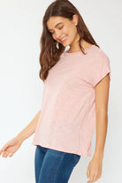 FSL Apparel Cotton Slub Essential Relaxed Fit Tee In Blush-Short Sleeves-FSL Apparel-Deja Nu Boutique, Women's Fashion Boutique in Lampasas, Texas