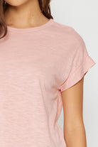 FSL Apparel Cotton Slub Essential Relaxed Fit Tee In Blush-Short Sleeves-FSL Apparel-Deja Nu Boutique, Women's Fashion Boutique in Lampasas, Texas