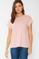 FSL Apparel Cotton Slub Essential Relaxed Fit Tee In Blush-Short Sleeves-FSL Apparel-Deja Nu Boutique, Women's Fashion Boutique in Lampasas, Texas