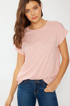 FSL Apparel Cotton Slub Essential Relaxed Fit Tee In Blush-Short Sleeves-FSL Apparel-Deja Nu Boutique, Women's Fashion Boutique in Lampasas, Texas