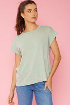 FSL Apparel Cotton Slub Essential Relaxed Fit Tee In Sage-Short Sleeves-FSL Apparel-Deja Nu Boutique, Women's Fashion Boutique in Lampasas, Texas