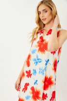 FSL Apparel Floral Print Sleeveless Ruffled V Neck Dress With Lining-Dresses-FSL Apparel-Deja Nu Boutique, Women's Fashion Boutique in Lampasas, Texas