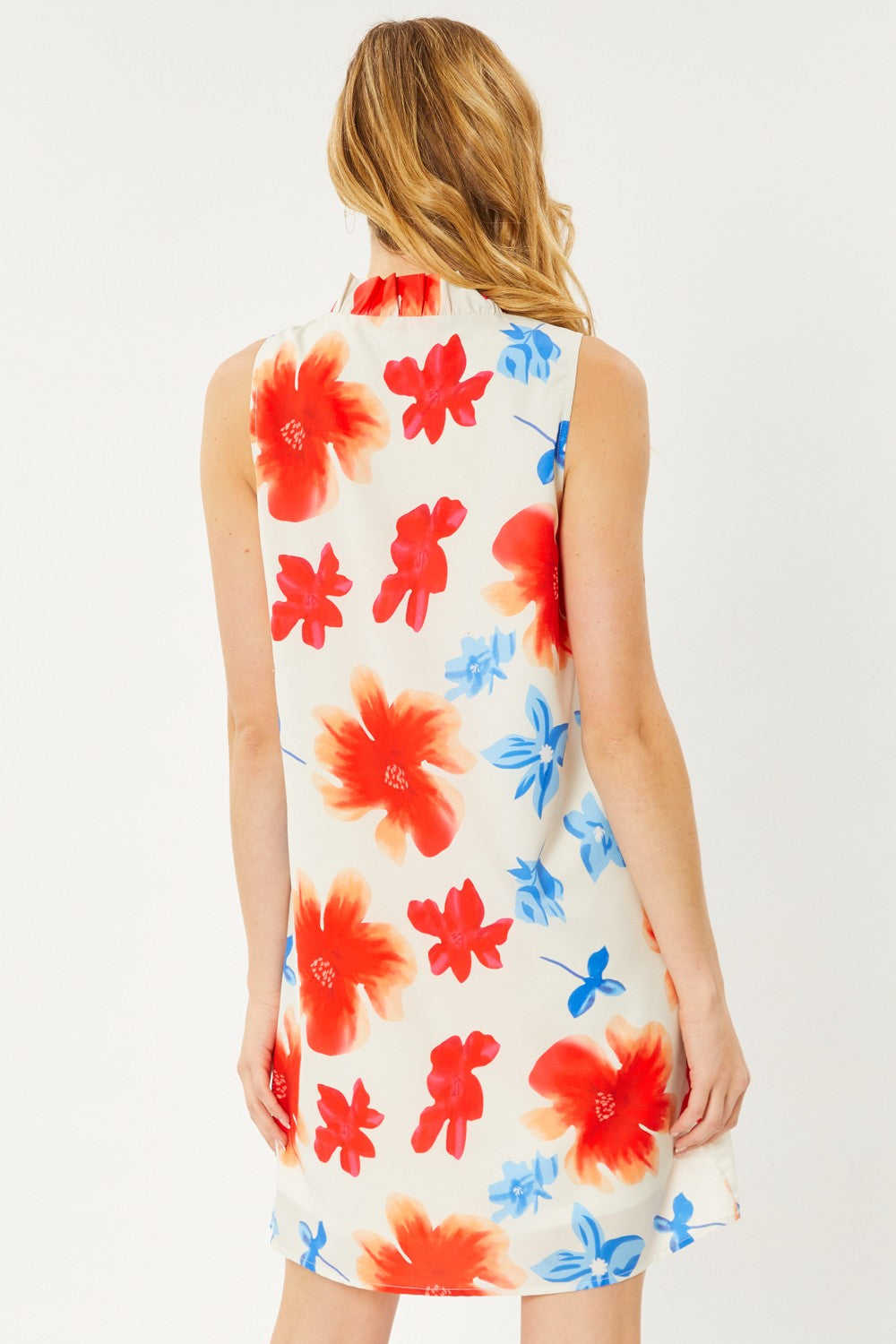 FSL Apparel Floral Print Sleeveless Ruffled V Neck Dress With Lining-Dresses-FSL Apparel-Deja Nu Boutique, Women's Fashion Boutique in Lampasas, Texas