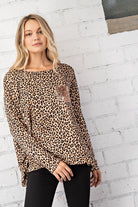 FSL Apparel Leopard Top With Rose Gold Sequin Pocket-Tops-FSL Apparel-Deja Nu Boutique, Women's Fashion Boutique in Lampasas, Texas