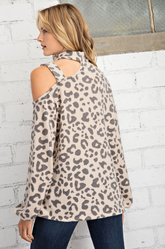 FSL Apparel One Shoulder Leopard Sweater-Sweaters-FSL Apparel-Deja Nu Boutique, Women's Fashion Boutique in Lampasas, Texas