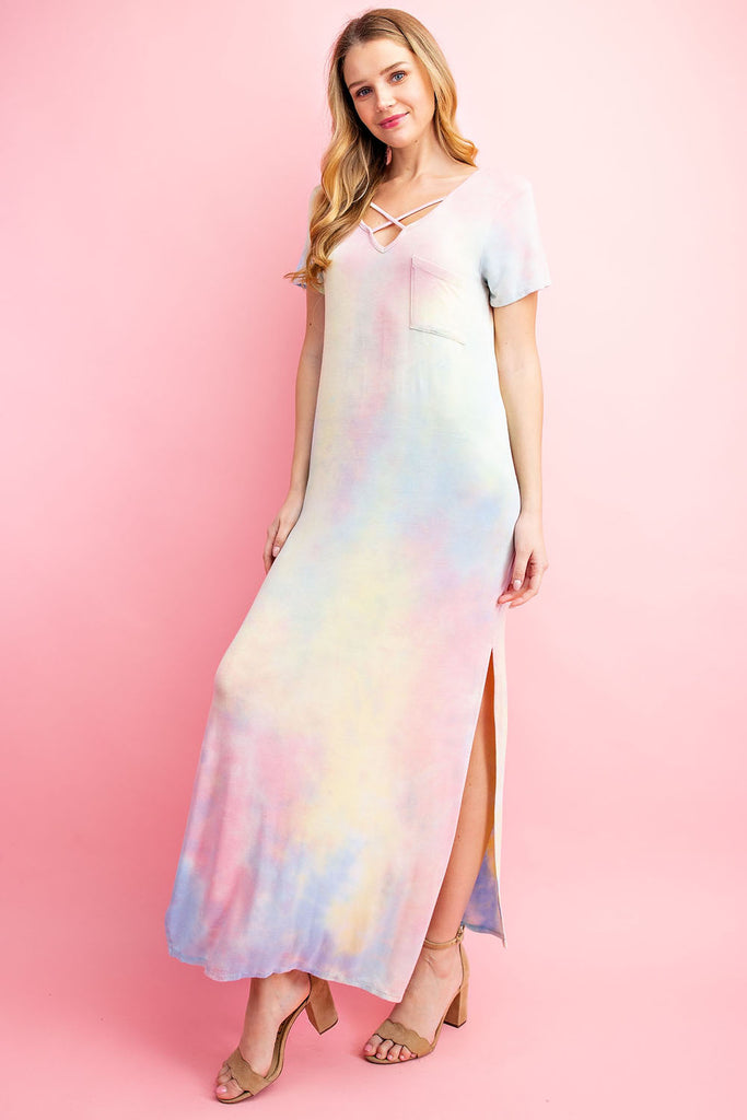 FSL Rainbow Tie Dye Long Dress-Dresses-FSL Apparel-Deja Nu Boutique, Women's Fashion Boutique in Lampasas, Texas