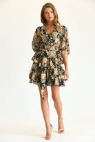 Fate Black Floral Print Tiered Mini Dress-Dresses-Fate-Deja Nu Boutique, Women's Fashion Boutique in Lampasas, Texas