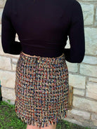 Fate Red Multi Fringed Tweed Skirt-Skirts-Fate-Deja Nu Boutique, Women's Fashion Boutique in Lampasas, Texas