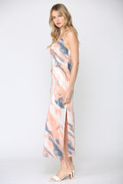 Fate Salmon And Teal Tie Dye Maxi Slip Dress-Maxi Dresses-Fate-Deja Nu Boutique, Women's Fashion Boutique in Lampasas, Texas