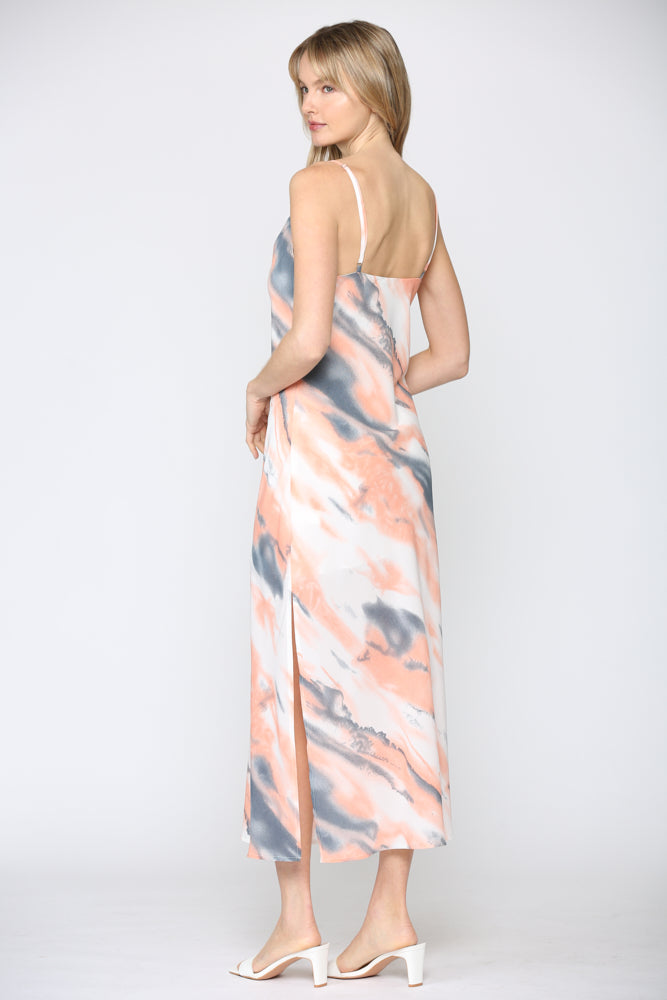 Fate Salmon And Teal Tie Dye Maxi Slip Dress-Maxi Dresses-Fate-Deja Nu Boutique, Women's Fashion Boutique in Lampasas, Texas