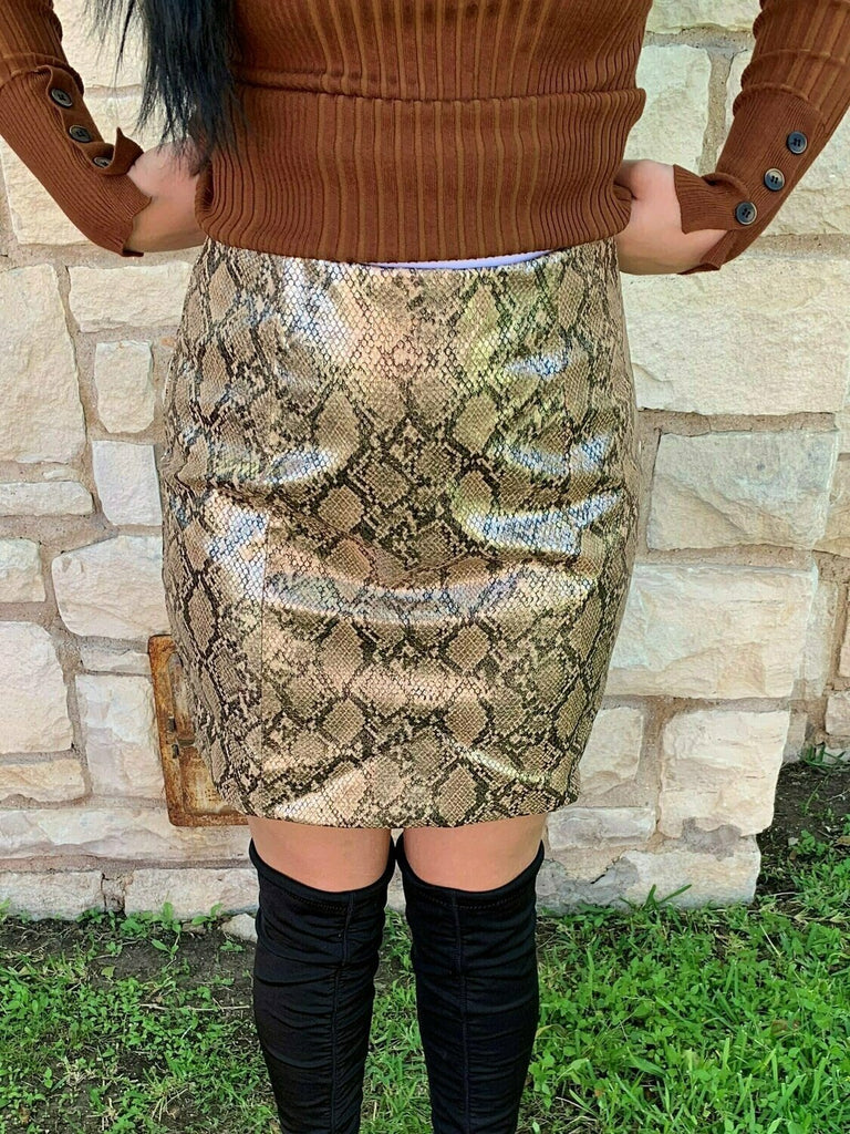 Fate Snake Print Leather Skirt-Skirts-Fate-Deja Nu Boutique, Women's Fashion Boutique in Lampasas, Texas