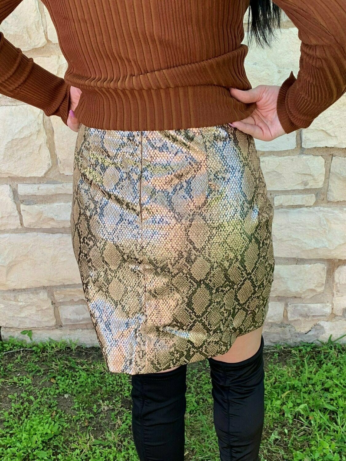 Fate Snake Print Leather Skirt-Skirts-Fate-Deja Nu Boutique, Women's Fashion Boutique in Lampasas, Texas