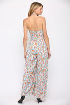 Fate Twist Halter Neck Jumpsuit In Blue Multi-Rompers & Jumpsuits-Fate-Deja Nu Boutique, Women's Fashion Boutique in Lampasas, Texas