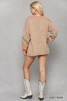 GiGiO Clay And Taupe Fringe Tunic Sweater-Tunics-GiGiO-Deja Nu Boutique, Women's Fashion Boutique in Lampasas, Texas