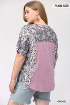 GiGiO Orchid Mixed Paisley And Leopard Print Top-Curvy/Plus Tops-GiGiO-Deja Nu Boutique, Women's Fashion Boutique in Lampasas, Texas