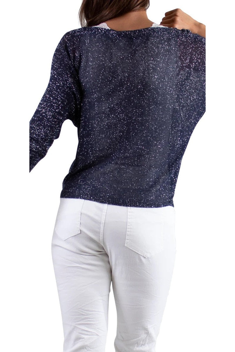 Gigi Moda Aliocha Sparkle Sweater In Navy-Sweaters-Gigi Moda-Deja Nu Boutique, Women's Fashion Boutique in Lampasas, Texas