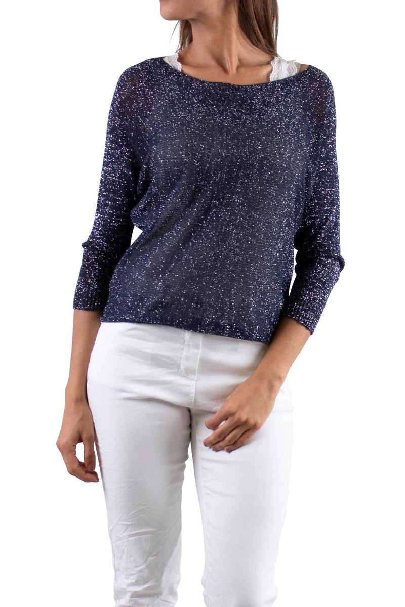 Gigi Moda Aliocha Sparkle Sweater In Navy-Sweaters-Gigi Moda-Deja Nu Boutique, Women's Fashion Boutique in Lampasas, Texas