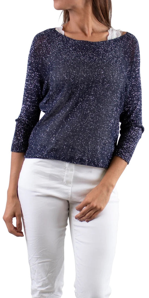 Gigi Moda Aliocha Sparkle Sweater In Navy-Sweaters-Gigi Moda-Deja Nu Boutique, Women's Fashion Boutique in Lampasas, Texas