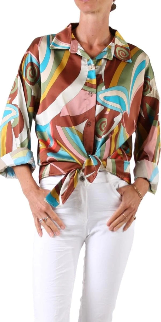 Gigi Moda Disco Tecca Satin Button Down Shirt-Long Sleeves-Gigi Moda-Deja Nu Boutique, Women's Fashion Boutique in Lampasas, Texas