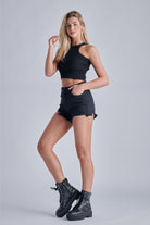 Hidden Finn Black Super High Rise Frayed Shorts-Shorts-Hidden-Deja Nu Boutique, Women's Fashion Boutique in Lampasas, Texas