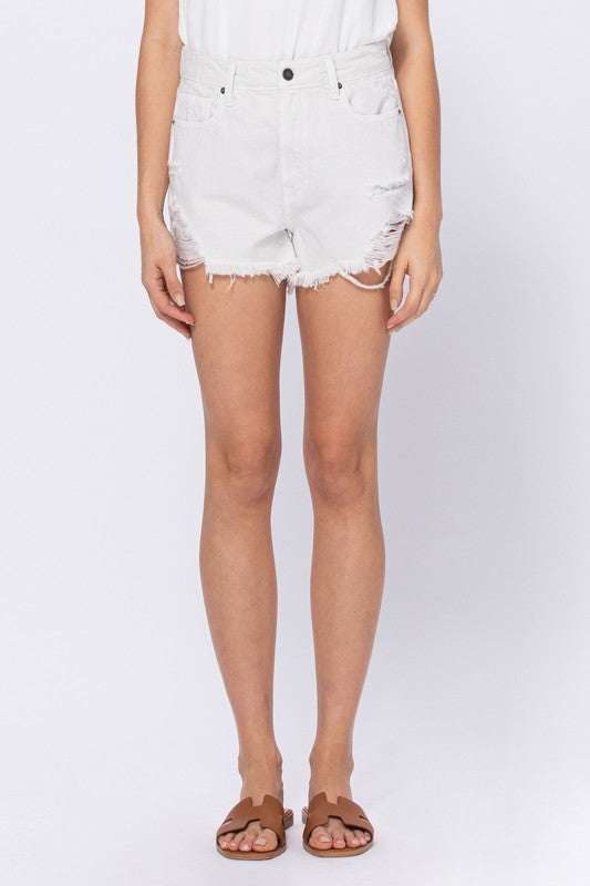 Hidden Finn High Rise Super Fray Shorts In Sea Salt-Bottoms-Hidden-Deja Nu Boutique, Women's Fashion Boutique in Lampasas, Texas