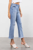 Hidden High Rise Light Blue Super Fray Crop Flare Jean-Jeans-Hidden-Deja Nu Boutique, Women's Fashion Boutique in Lampasas, Texas