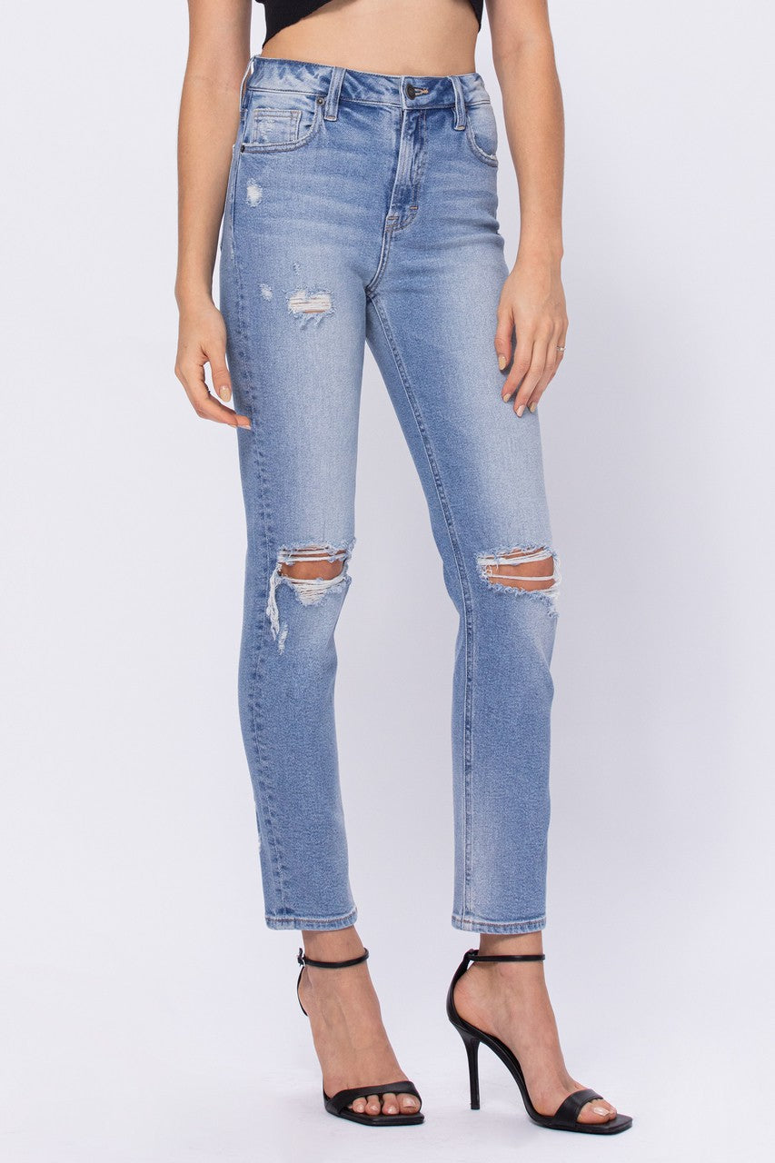 Hidden Medium Wash Classic Distressed Mom Jean-Jeans-Hidden-Deja Nu Boutique, Women's Fashion Boutique in Lampasas, Texas