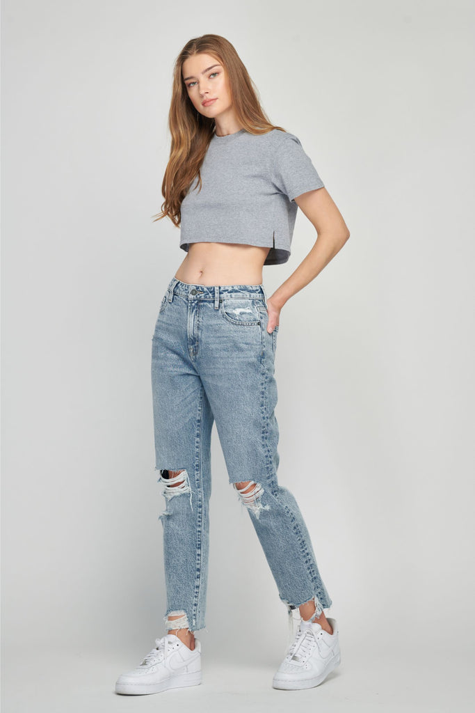 Hidden Tracey High Rise Acid Wash Cropped Straight Fit Jean-Jeans-Hidden-Deja Nu Boutique, Women's Fashion Boutique in Lampasas, Texas