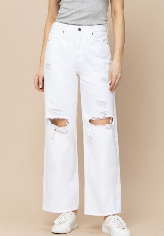 Hidden Wide Leg White Dad Jean-Jeans-Hidden-Deja Nu Boutique, Women's Fashion Boutique in Lampasas, Texas