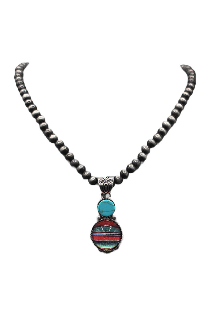 Hippie Navajo Pearl With Serape Pendant Necklace-Necklaces-Hippie-Deja Nu Boutique, Women's Fashion Boutique in Lampasas, Texas