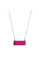 Hot Pink Rectangular Semi Genuine Stone Pendant Short Necklace-Necklaces-Deja Nu-Deja Nu Boutique, Women's Fashion Boutique in Lampasas, Texas