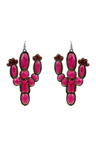 Hot Pink Semi Genuine Stone Cactus Earring With Fish Hook-Earrings-Deja Nu-Deja Nu Boutique, Women's Fashion Boutique in Lampasas, Texas