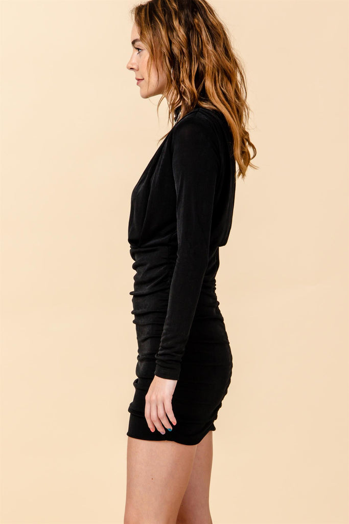 HyFve Black Long Sleeve Short Dress-Dresses-Hyfve-Deja Nu Boutique, Women's Fashion Boutique in Lampasas, Texas