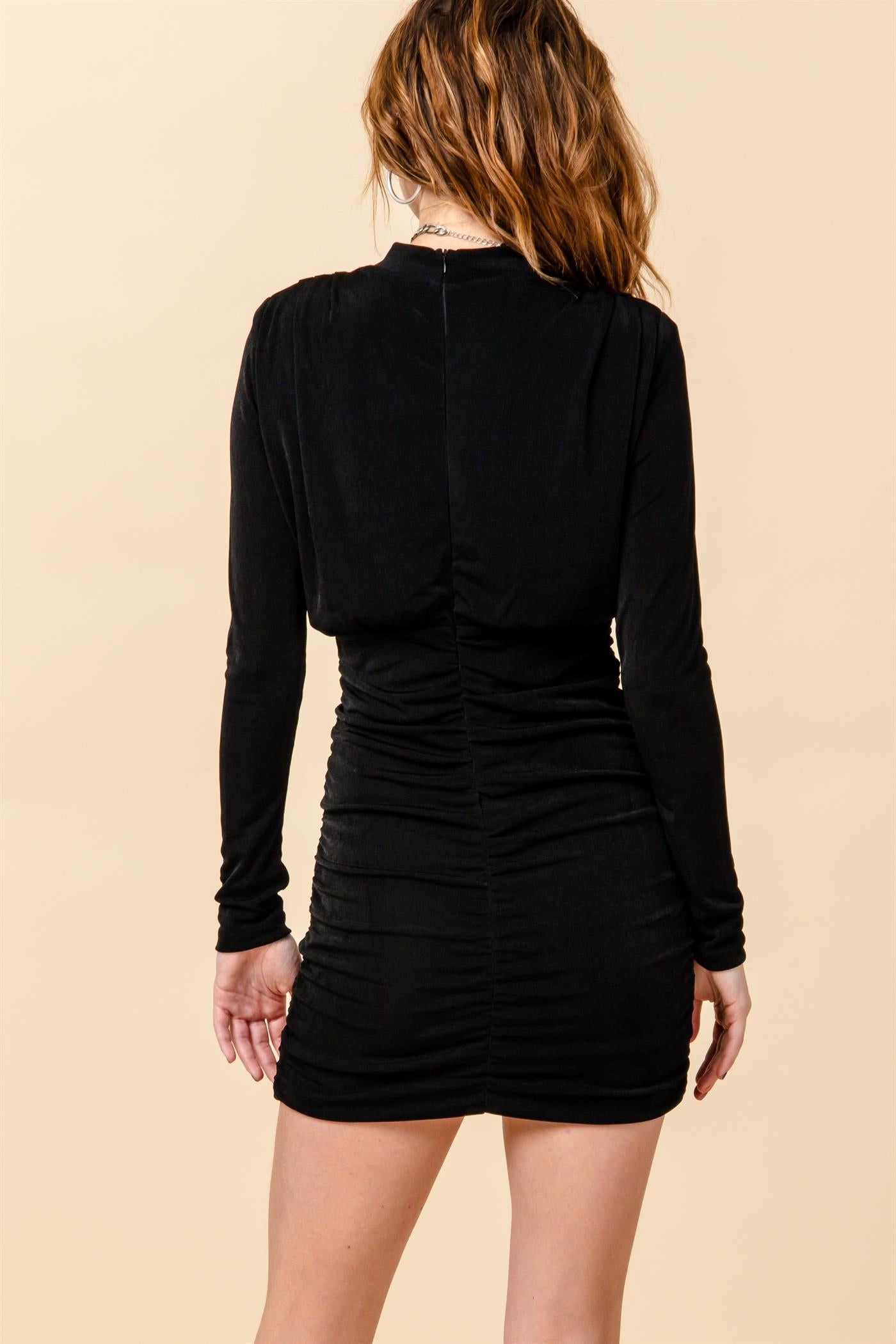 HyFve Black Long Sleeve Short Dress-Dresses-Hyfve-Deja Nu Boutique, Women's Fashion Boutique in Lampasas, Texas